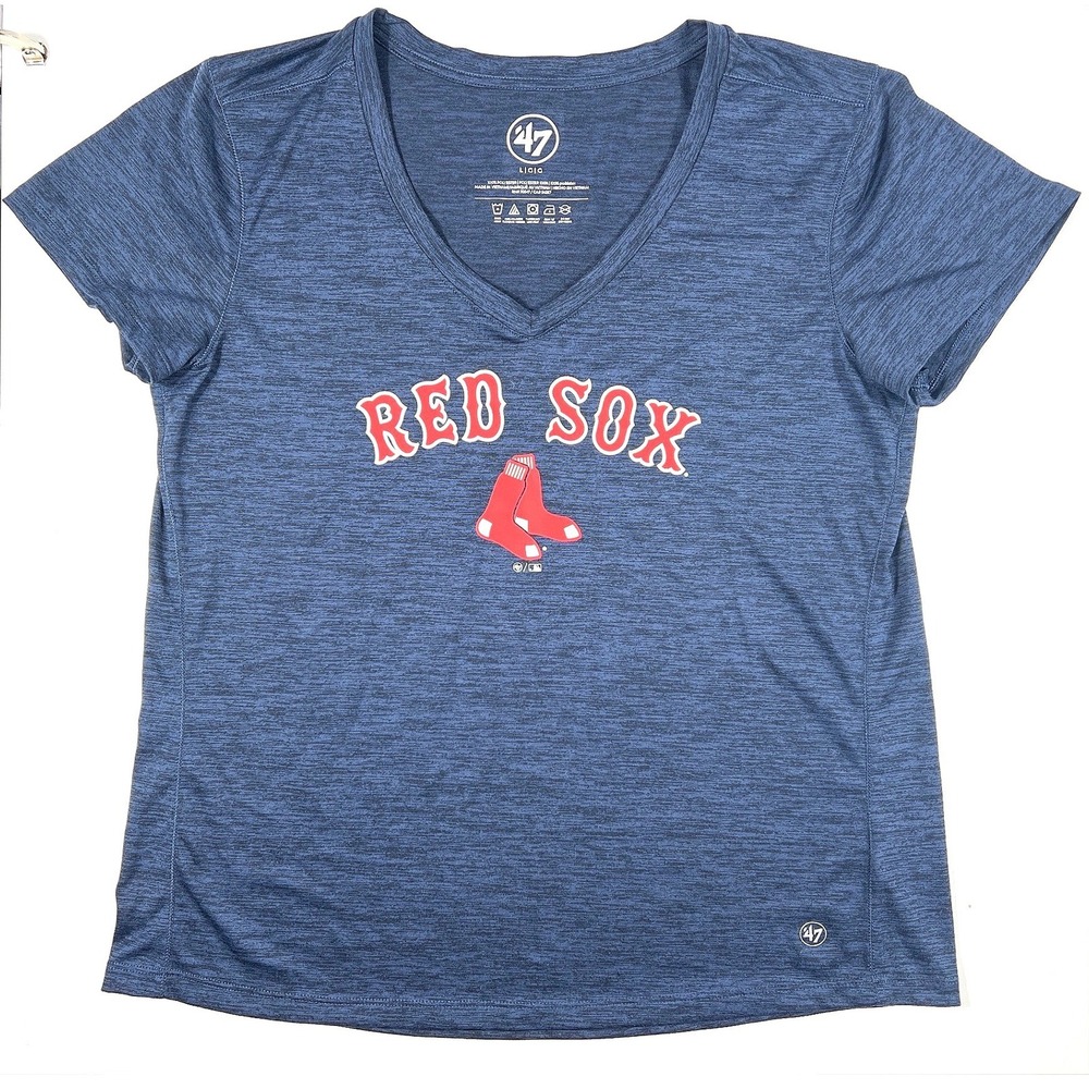 '47 Brand Boston Red Sox‎ V-Neck Performance Tee Womens Large Navy NWOT MLB Fan